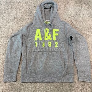 Vintage Abercrombie & Fitch Hoodie – Size M – Gray with Neon Logo